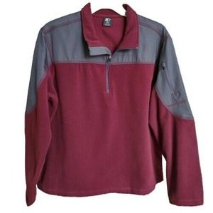 Men's Starter Size XL Fleece Pullover Neck Polar Maroon/Gray 1/4 Zipper